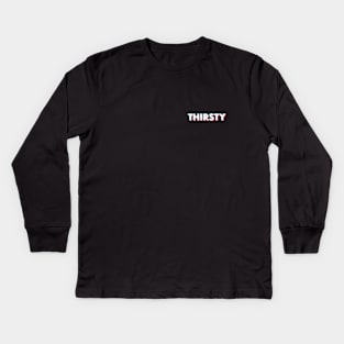 Thirsty Glitch White Small Logo Kids Long Sleeve T-Shirt